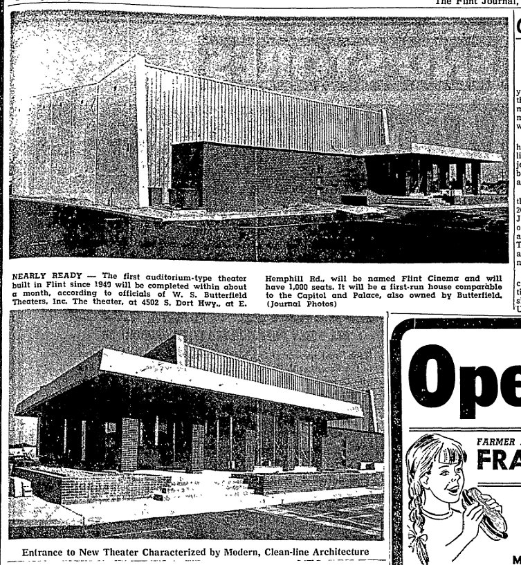 Flint Cinema - 1967 ARTICLE ON THEATER (newer photo)